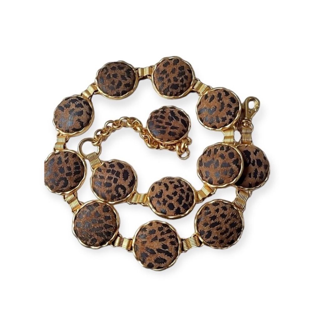 Vintage Express Gold and Brown Leopard Belt